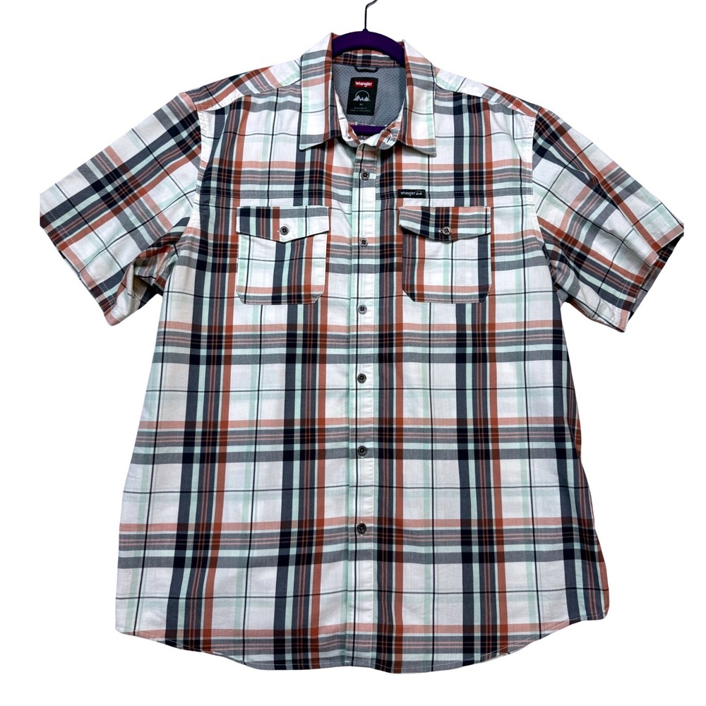 Wrangler Button Down Shirt Mens XL Multi Plaid Excellent Outdoor Ventilated